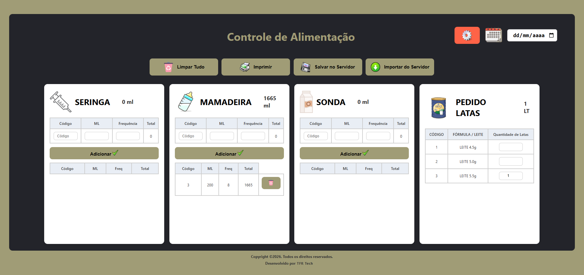 Sistema de lactario